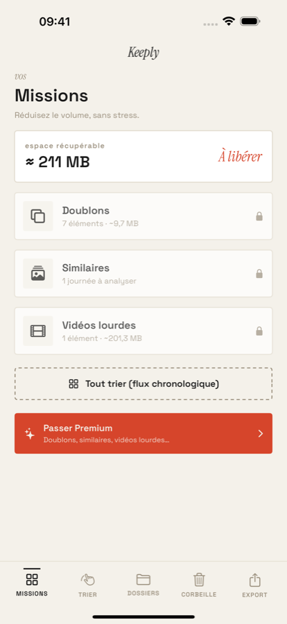 Keeply — écran Missions