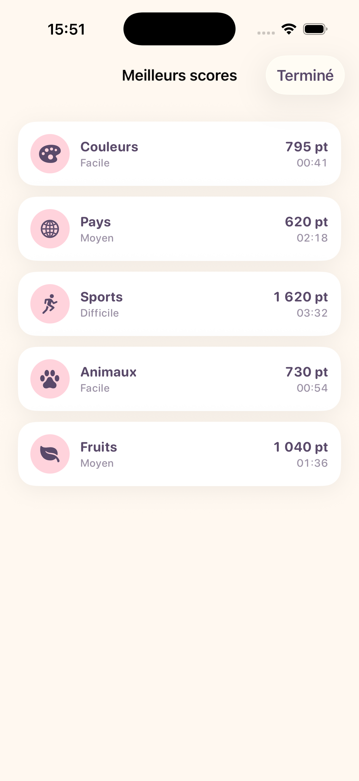 Meilleurs scores